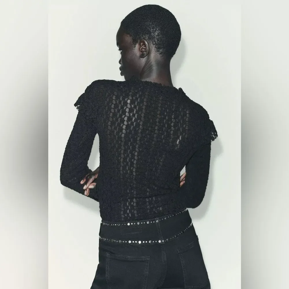 ZARA RUFFLED LACE TOP